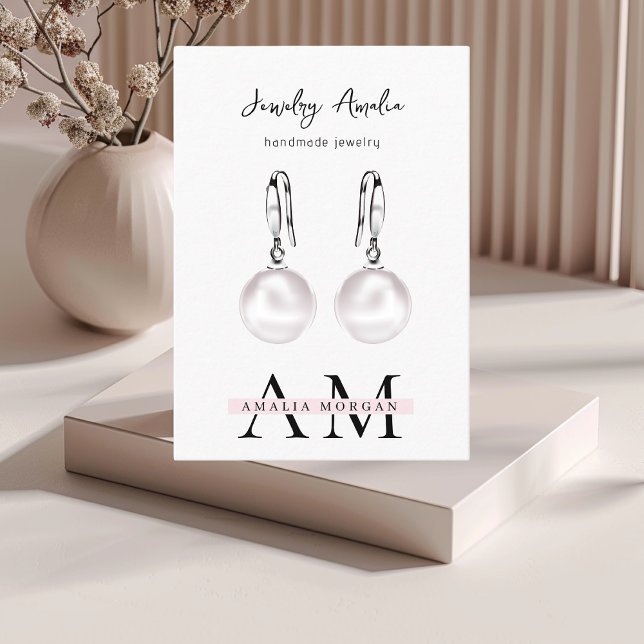 Tarjeta De Visita Mínimo Pastel Rosa Inicial y Personalizado (Subido por el creador)