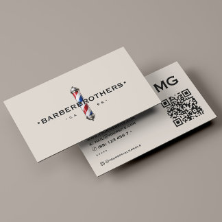 Tarjeta De Visita Mínimo poste de barbero de viaje Sand Rojo Blanco
