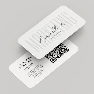 Tarjeta De Visita Mínimo Profesional de Marketing en Monograma Blanc