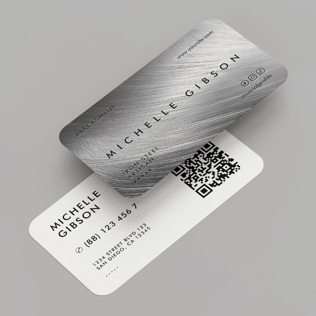 Tarjeta De Visita Mínimo Profesional Faux Silver Metallic Moderno (Minimal Professional Faux Silver Metallic Modern Business Card
)