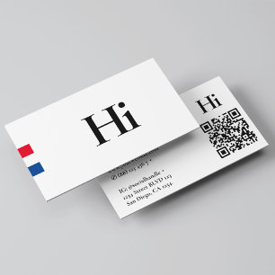 Tarjeta De Visita Mínimo Profesional Hi Monograma Rojo Azul Blanco
