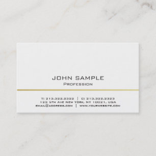 Tarjeta De Visita Mínimo profesional moderno blanco y oro