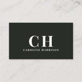 Tarjeta De Visita Mínimo Profesional Monograma Simple Negro