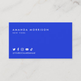 Tarjeta De Visita Mínimo Profesional Redes Sociales Azul Intenso