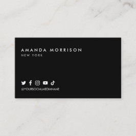 Tarjeta De Visita Mínimo Profesional Redes Sociales Negro