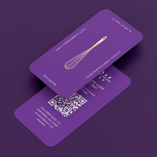 Tarjeta De Visita Mínimo Royal Purple Baker Caterer Chef Whisk