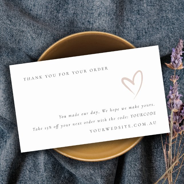 Tarjeta De Visita Mínimo Rubor Heart Gracias Por Su Pedido (Subido por el creador)