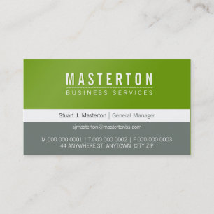 Tarjeta De Visita MÍNIMO sencillo pasto corporativo gris verde