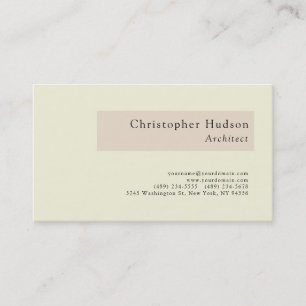 Tarjeta De Visita Mínimo simple almendra beige Arquitecto 