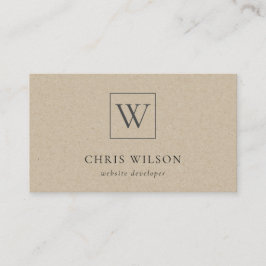 Tarjeta De Visita Mínimo simple Kraft Rústico Monograma inicial