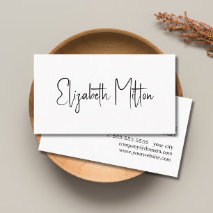 Tarjeta De Visita Mínimo Simple Limpio Negro&Blanco Elegante