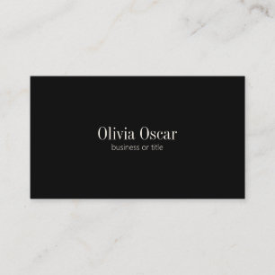Tarjeta De Visita Mínimo Simple Negro Elegante Nombre Título de Trab