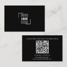 Mínimo su logotipo aquí Código QR en blanco y negr