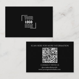 Tarjeta De Visita Mínimo su logotipo aquí Código QR en blanco y negr