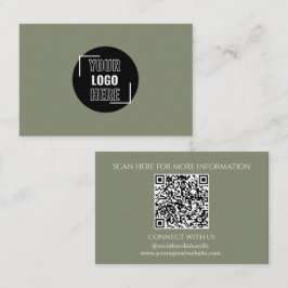 Tarjeta De Visita Mínimo Su Logotipo Aquí Sage Green QR Code