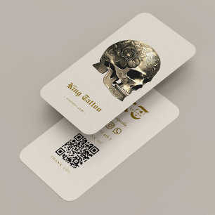 Tarjeta De Visita Mínimo Tatuaje Artista Arena Tattooist Skull
