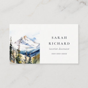 Tarjeta De Visita Mínimo Telluride Ski Mountain Colorado Watercolor