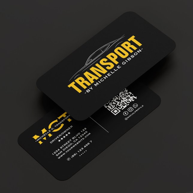 Tarjeta De Visita Mínimo transporte profesional Taxi Amarillo Negro (Minimal Professional Transport Yellow Taxi Black Business Card
)