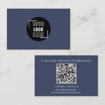 Mínimo tu logotipo aquí Código QR azul de la Marin