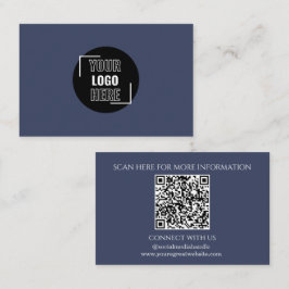 Tarjeta De Visita Mínimo tu logotipo aquí Código QR azul de la Marin
