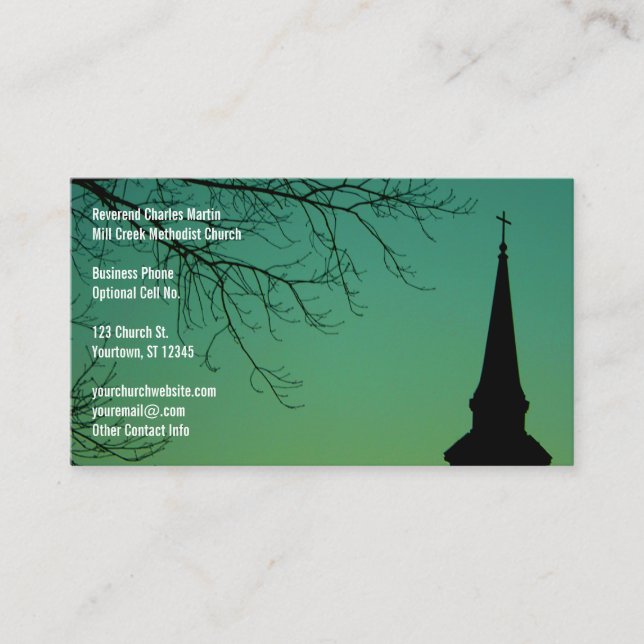 Tarjeta De Visita Ministro de la aguja de la iglesia cristiana (Anverso)