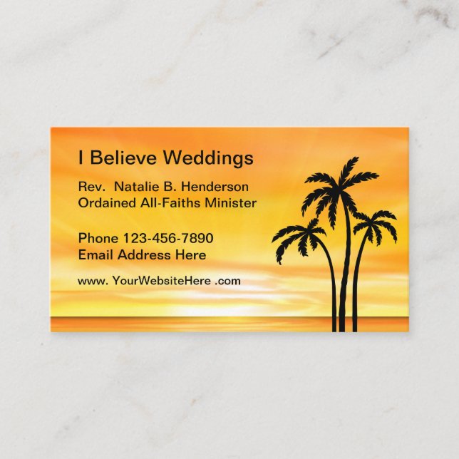 Tarjeta De Visita Ministro de la boda de playa (Anverso)