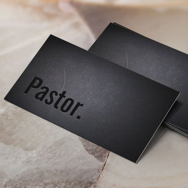 Tarjeta De Visita Ministro del Pastor Elegante Mínimo Oscuro (Subido por el creador)