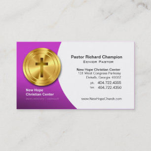 Tarjeta De Visita Ministro/pastor cristianos cruzados de oro del