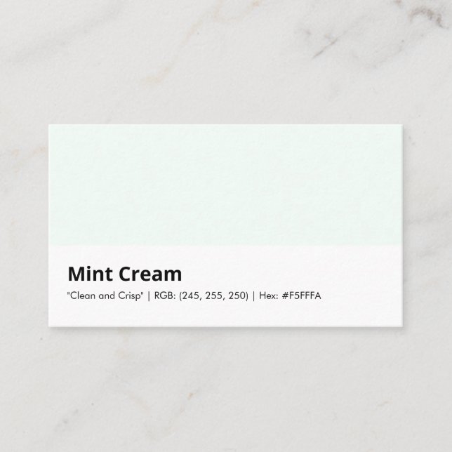 Tarjeta De Visita Mint Cream | "Limpio y despierto" (Anverso)