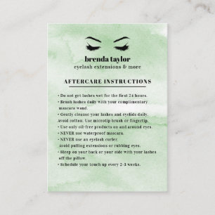 Tarjeta De Visita Mint Glam Eyelash Browbar Instrucciones para el cu
