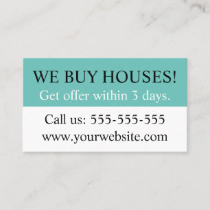 Tarjeta De Visita Mint Green Black Real Estate Realtor We Buy Houses
