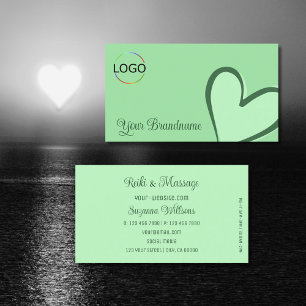 Tarjeta De Visita Mint Green con un espléndido corazón y un toque de