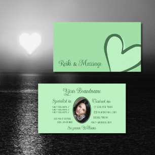 Tarjeta De Visita Mint Green Gorgeous Heart Modern con foto-Cute