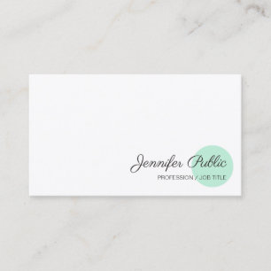 Tarjeta De Visita Mint Green White Template Modern Handwriter
