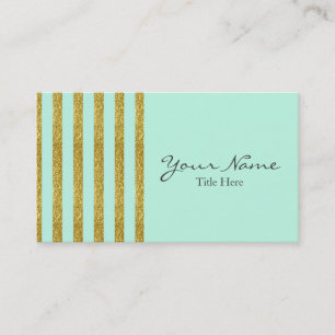 Tarjeta de visita Mint Green y Gold Purpurina