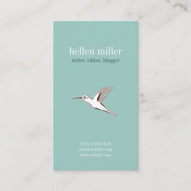 Tarjeta De Visita Mint hummingbird elegant minimal cute visit card (Anverso)