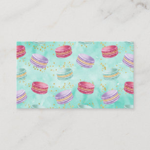 Tarjeta De Visita Mint Macaroon Bakery Delicate Gold Business Card