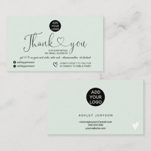 Tarjeta De Visita Mint verde moderno simple logo pedido gracias