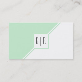 Tarjeta De Visita Mint verde y blanco moderno monograma geométrico