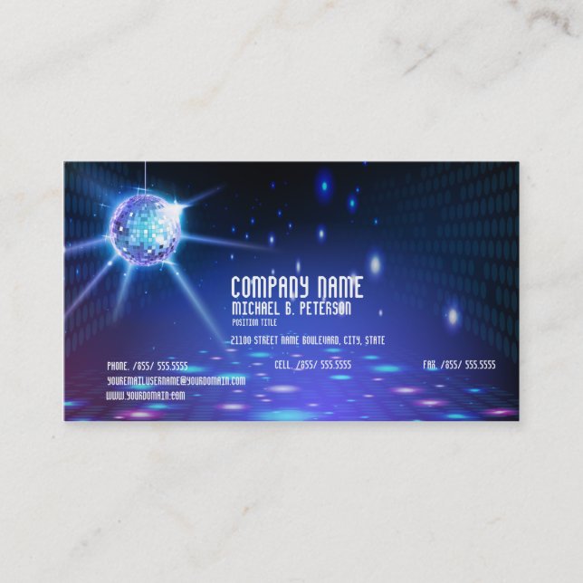Tarjeta De Visita Mirada del baile del disco de DJ (Anverso)