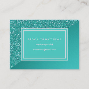 Tarjeta De Visita Mirada elegante del purpurina de la turquesa