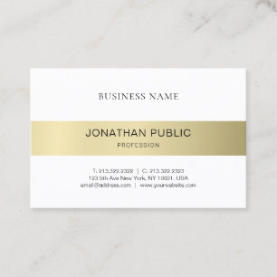 Tarjeta De Visita Mirada llana minimalista de moda del oro del