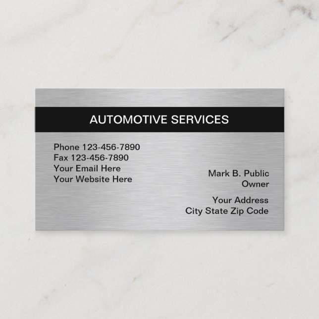 Tarjeta De Visita Mirada metálica automotriz (Anverso)