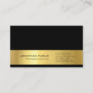 Tarjeta De Visita Mirada negra elegante profesional del oro del