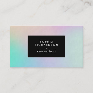 Tarjeta De Visita Mirada olográfica colorida moderna con negro