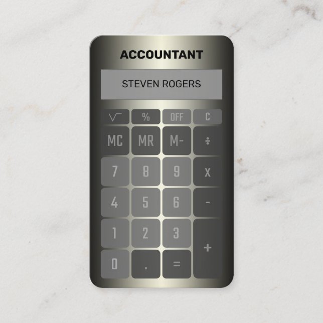 Tarjeta De Visita Miradas falsas de calculadora metálica (Anverso)