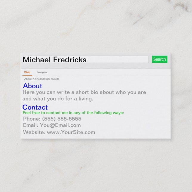 Tarjeta De Visita ¡Míreme para arriba! (Anverso)