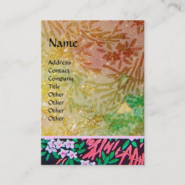 Tarjeta De Visita MÍRTILES MÁGICOS / Reflexiones de oro espumoso (Anverso)
