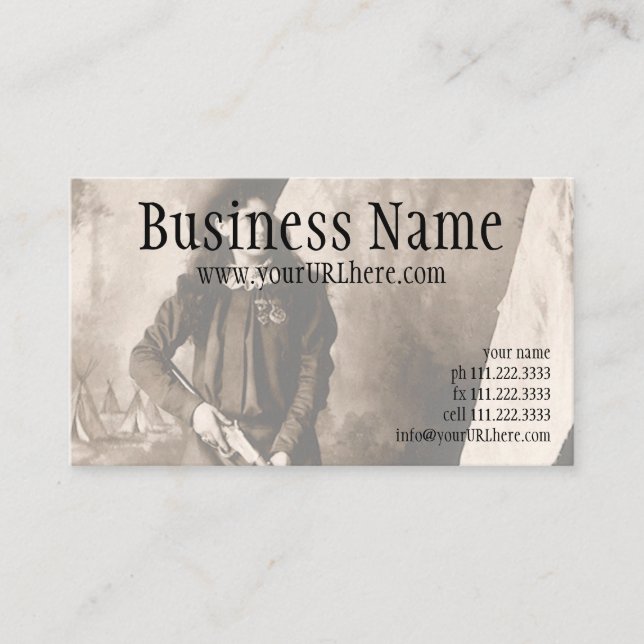 Tarjeta De Visita Miss Annie Oakley con un retrato fotográfico vinta (Anverso)