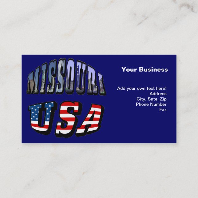 Tarjeta De Visita Missouri Picture and USA Text (Anverso)